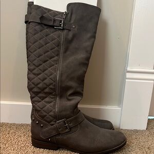 Just Fab Stylish Quilted studded buckle Boots in Gray Size 10